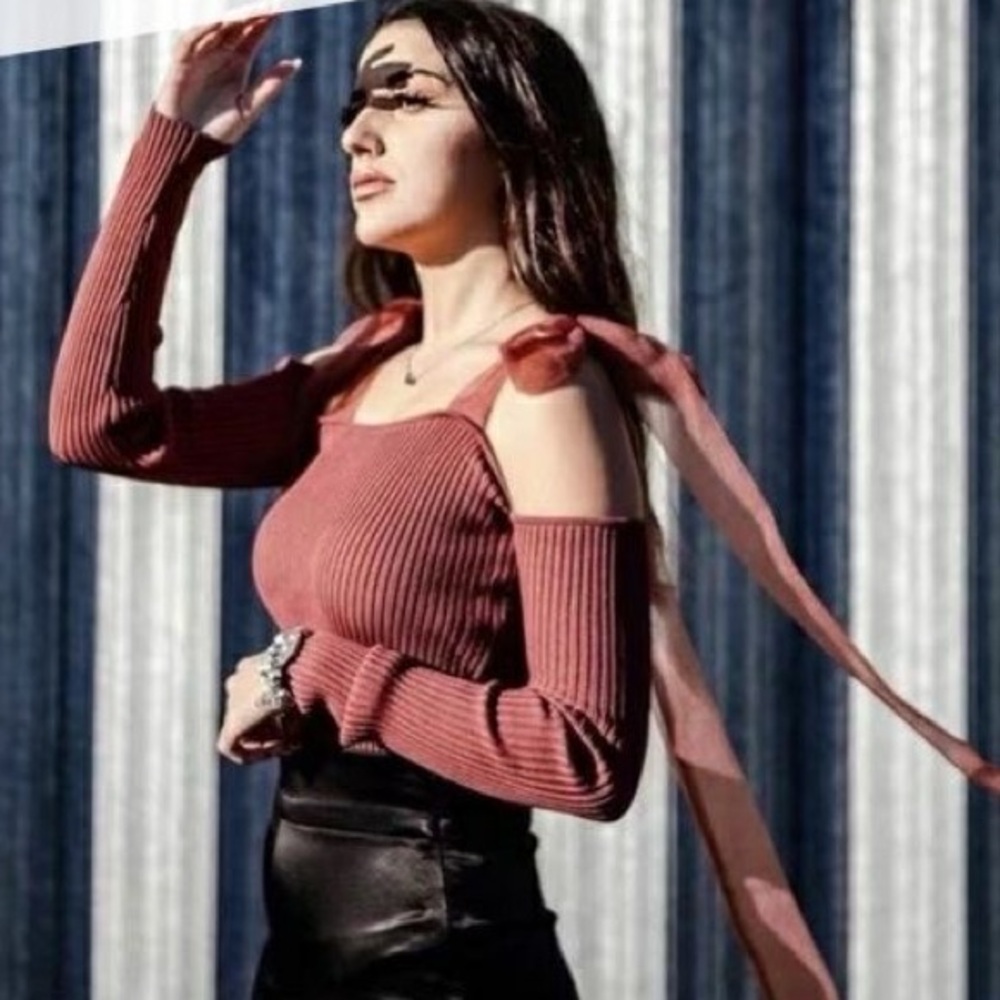 Zara Organza Combination Strap Knit Top - Picture 4 of 9